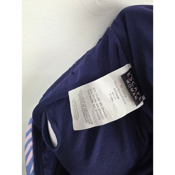 Island Escape Swim Top 18 Womens Plus Size Blue Pink Underewired Padded Beach - Picture 4 of 5